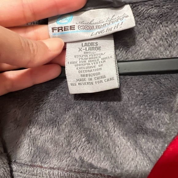 FREE COUNTRY Women's Red Hooded Zip up Jacket Sz XL - Picture 8 of 9